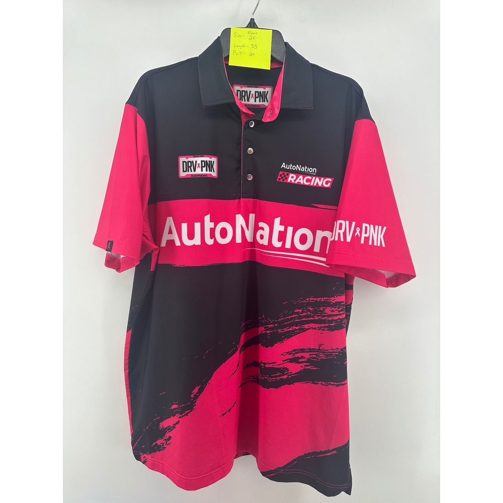 Finn‎ Ryan AutoNation Racing DRVPNK Polo Shirt Mens 2X Black Pink